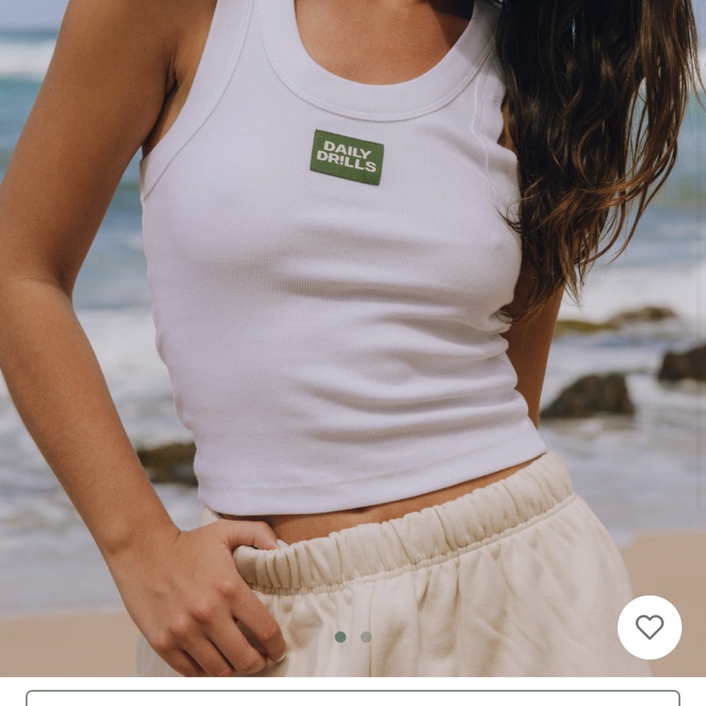 Daily Drills Fitted White Crop Tank Top